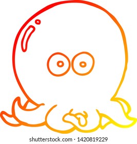 warm gradient line drawing of a cartoon octopus