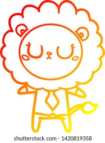 warm gradient line drawing of a cartoon lion in business clothes