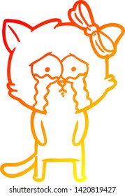 warm gradient line drawing of a cartoon cat
