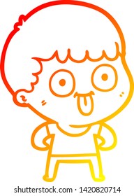 warm gradient line drawing of a cartoon man staring