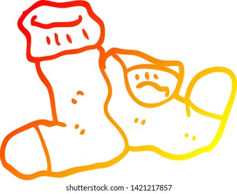 warm gradient line drawing of a cartoon socks