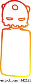 dibujo de línea de degradado cálido de un robot de dibujos animados