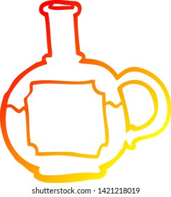 warm gradient line drawing of a cartoon food bottle