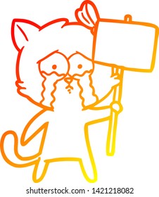 warm gradient line drawing of a cartoon cat