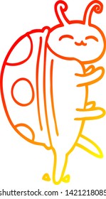 warm gradient line drawing of a cartoon cute bug