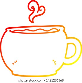 warm gradient line drawing of a cartoon coffee cup