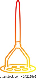 warm gradient line drawing of a cartoon potato masher
