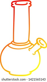 dibujo de línea de degradado cálido de un bong de dibujos animados
