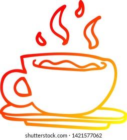 warm gradient line drawing of a cartoon cup of tea
