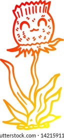 dibujo de línea de degradado cálido de un caricatura