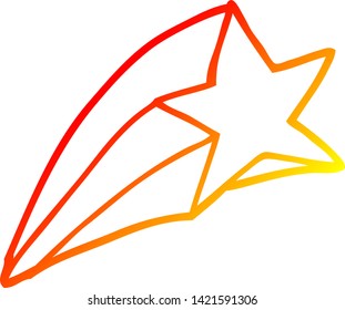 dibujo de línea de degradado cálido de una estrella de disparo de dibujos animados