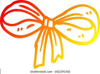 warm gradient line drawing of a cartoon tied bow
