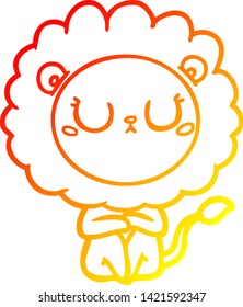 warm gradient line drawing of a cartoon lion