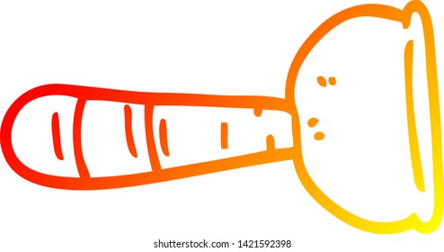 dibujo de línea de degradado cálido de un émbolo de inodoro de dibujos animados