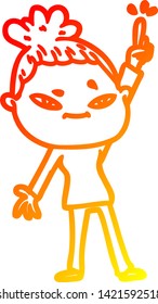 warm gradient line drawing of a cartoon woman