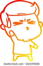 warm gradient line drawing of a cartoon happy man running