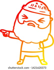 warm gradient line drawing of a cartoon man with beard