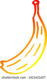 warm gradient line drawing of a cartoon banana
