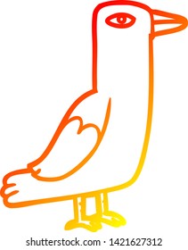 warm gradient line drawing of a Cartoon bird