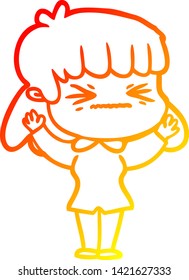 warm gradient line drawing of a cartoon woman