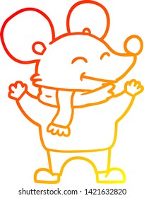 warm gradient line drawing of a cartoon mouse