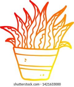 warm gradient line drawing of a cartoon plant