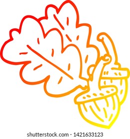 dibujo de línea de gradiente cálido de una bellota de dibujos animados