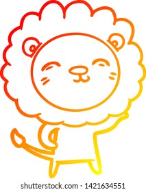 warm gradient line drawing of a cartoon lion