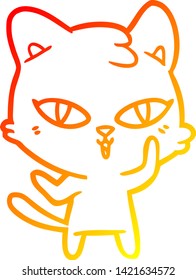 warm gradient line drawing of a cartoon cat