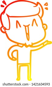 warm gradient line drawing of a cartoon excited man