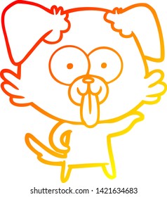 warm gradient line drawing of a cartoon dog with tongue sticking out