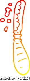 warm gradient line drawing of a cartoon butter knife