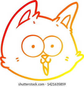 warm gradient line drawing of a cartoon cat face