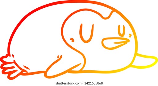 warm gradient line drawing of a Cartoon penguin
