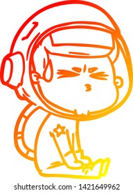 warm gradient line drawing of a cartoon stressed astronaut