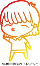 warm gradient line drawing of a cartoon woman