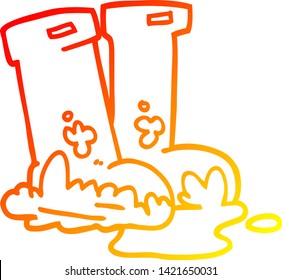 dibujo de línea de degradado cálido de una colección de dibujos animados