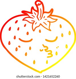 warm gradient line drawing of a cartoon strawberry