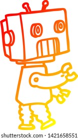 dibujo de línea de degradado cálido de un robot de dibujos animados