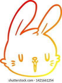 dibujo de línea de degradado cálido de una cara de conejo de dibujos animados