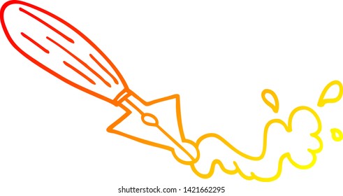 warm gradient line drawing of a cartoon fountain pen 