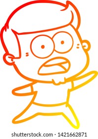 warm gradient line drawing of a cartoon shocked man