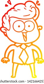 dibujo de línea de degradado cálido de un hombre que mira caricaturas