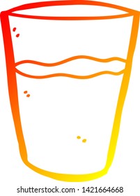 warm gradient line drawing of a cartoon glass of water