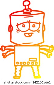 warm gradient line drawing of a cartoon robot