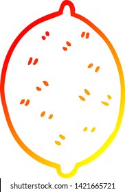 desenho em linha de gradiente quente de uma fruta de limão de desenho animado