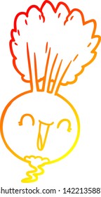 warm gradient line drawing of a cartoon root vegetable