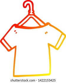 warm gradient line drawing of a cartoon t shirt on hanger