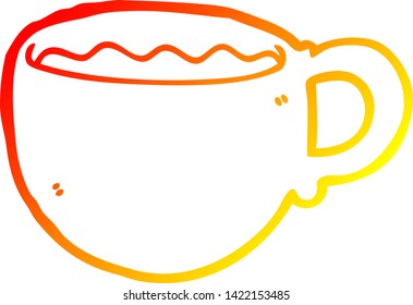 warm gradient line drawing of a cartoon coffee cup