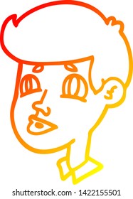 dibujo de línea de degradado cálido de la cara de un niño de dibujos animados